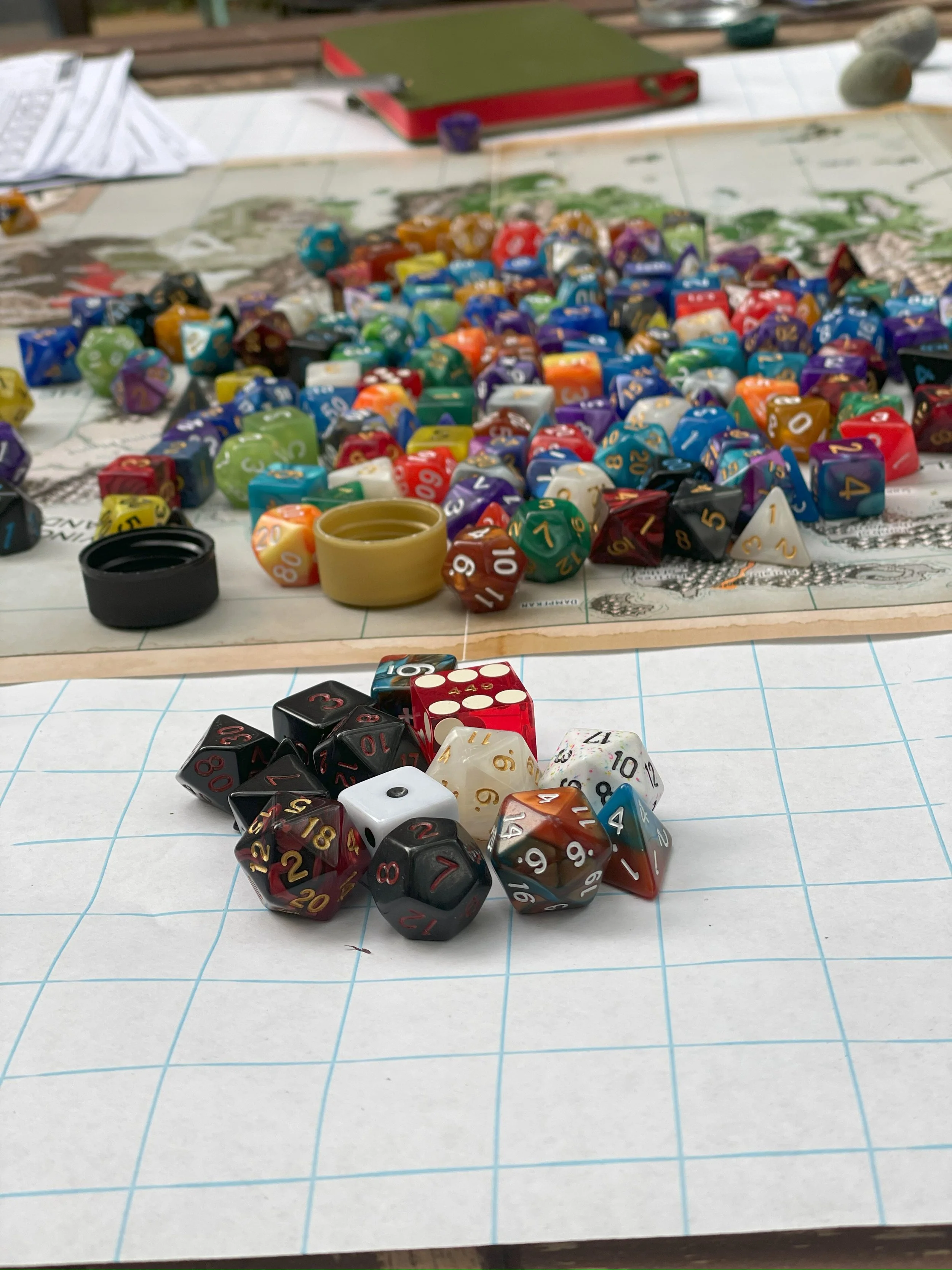 Dice collection on a battle map