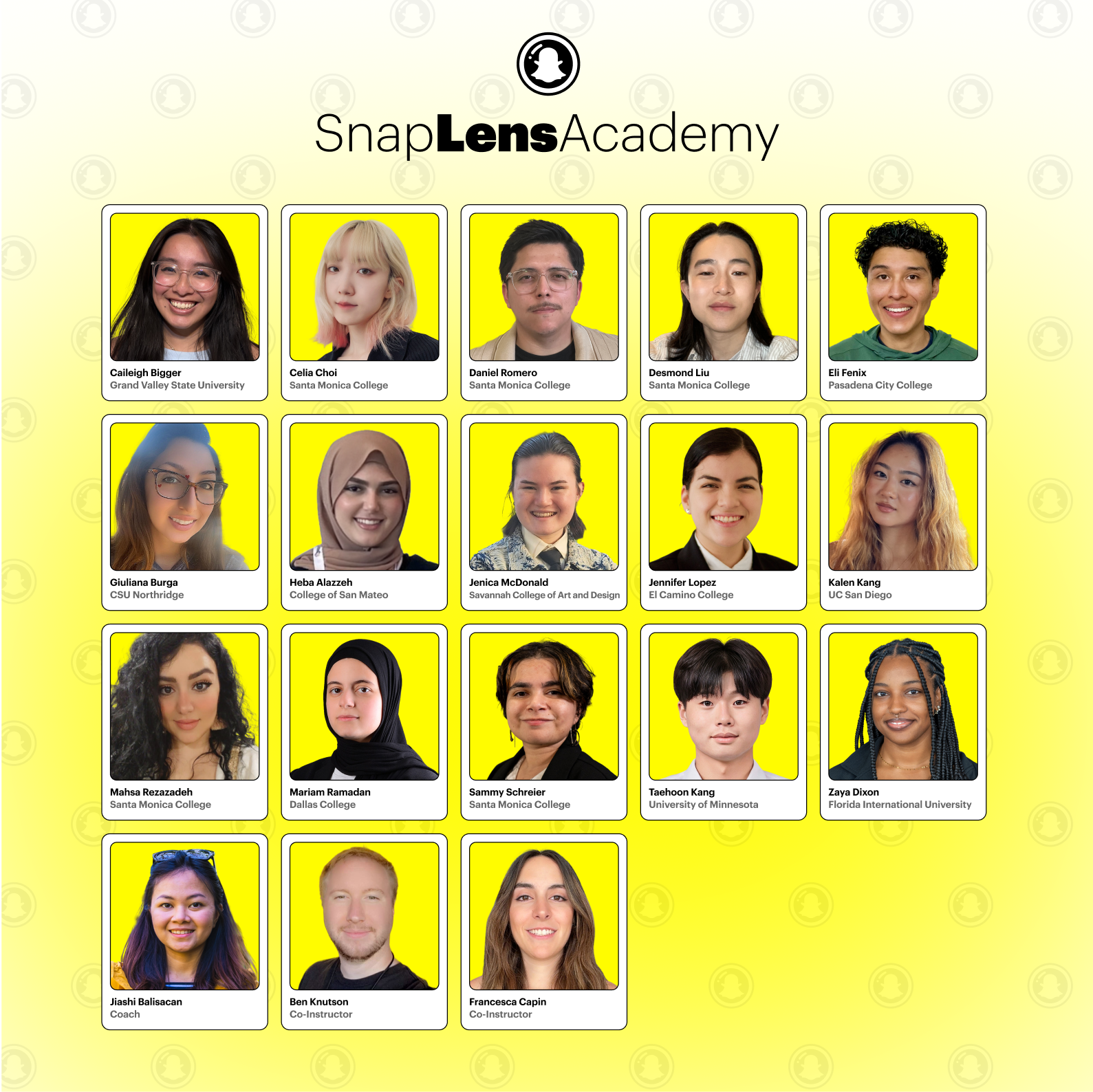 Snap Lens Academy scholars and instructors